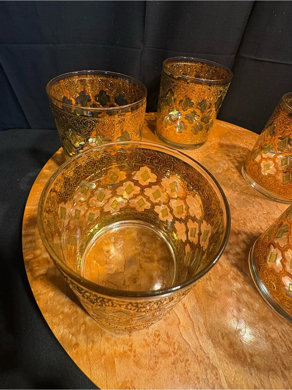 VTG Culver Valencia 22K Gold Lowball Glasses MCM Barware Set of 5 Old Fashioned